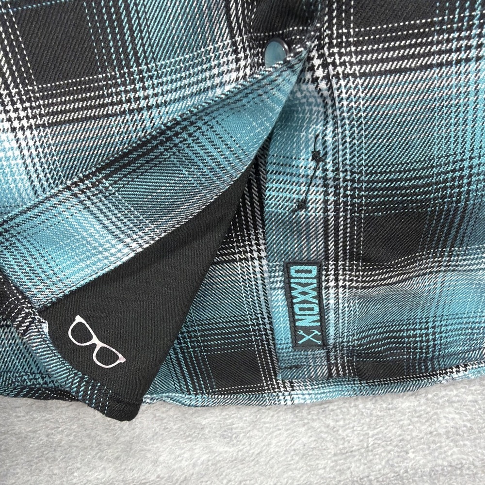 Dixxon Flannel Shirt Women Small Blue Black‎ Plaid Pearl Snap Pensacola D Tech - Picture 3 of 9